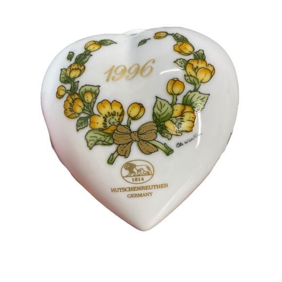 VTG Hutschenreuther Heart Christmas Ornament 1996 Two Turtle Doves Love Birds - Picture 3 of 7